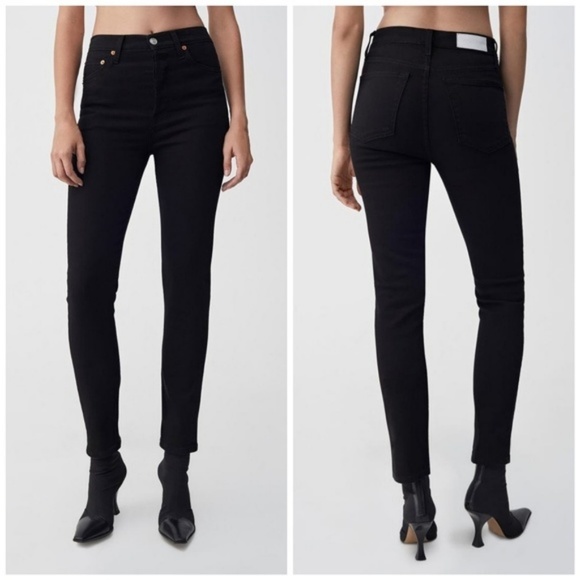 redone high rise ankle crop black